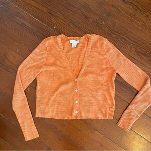 House of Harlow 1960 orange cropped knit cardigan S